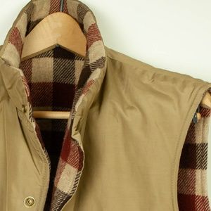 Vintage Vest Plaid Wool Button Snap Size M